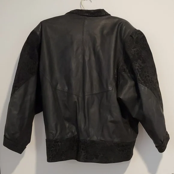 Winlit Black leather dolman batwing sleeve jacket moto Large - Picture 3 of 10